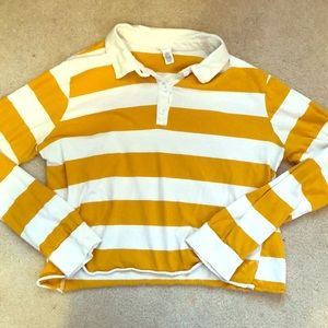 Mustard striped cropped rugby shirt